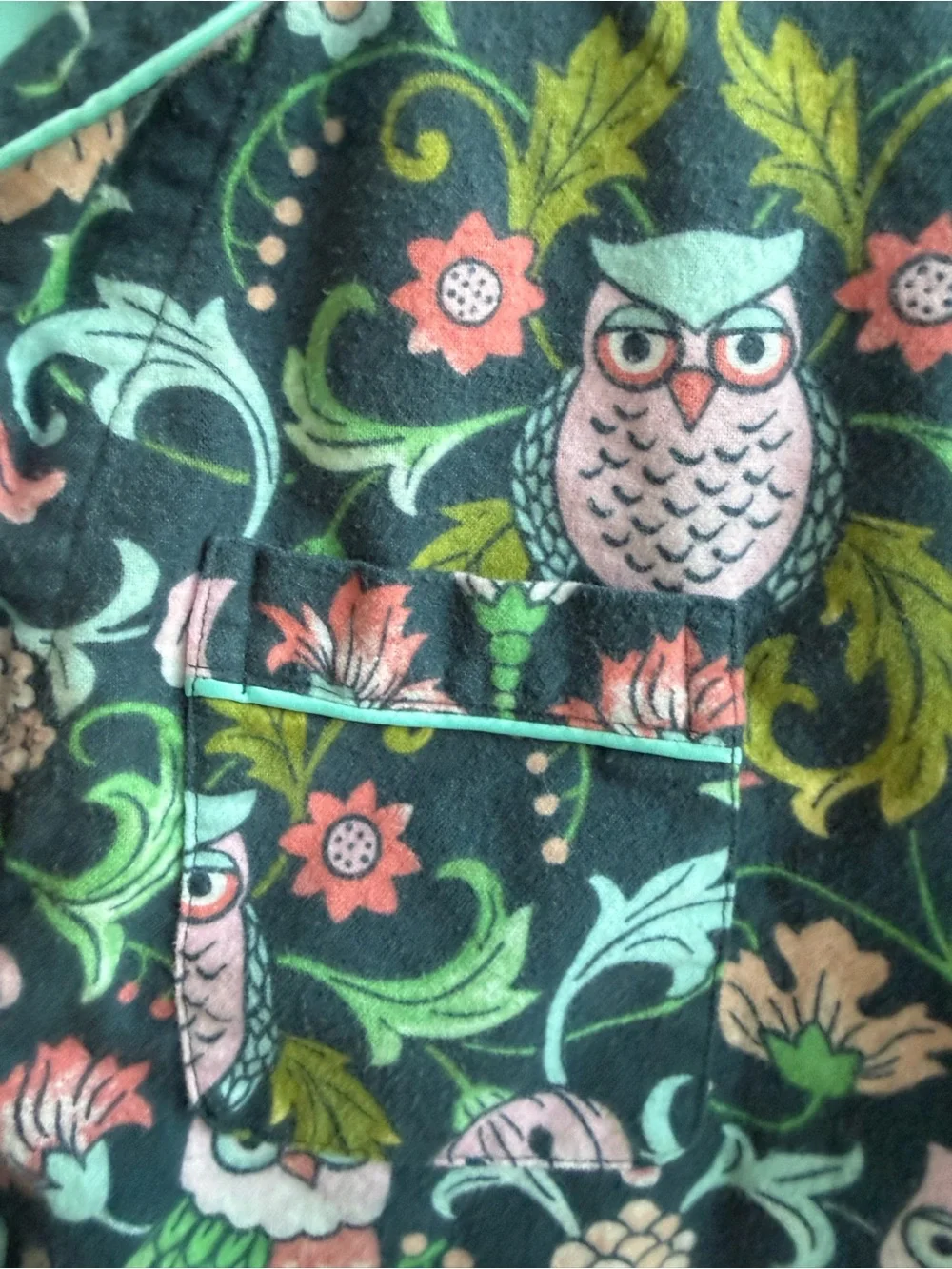 Nick & Nora Flannel Owl Pajama Set Soft Cottagecore Loungewear Nature Medium